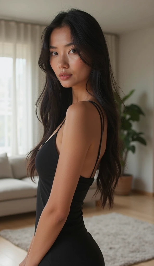 1girl, black hair, earrings, gloves, indoors, long hair, looking at viewer, potted plant, solo, tank top, upper body, window, close-up,
masterpiece, best quality, intricate detail, <lora:LCM_LoRA_Weights_SD15:1> <lora:backlight_slider_v10:-1>