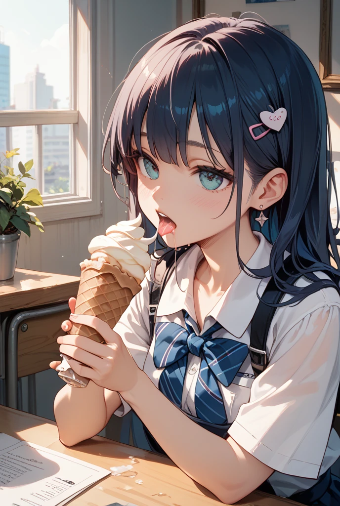 Mayoi Ayase from ensemble stars eating ice cream  