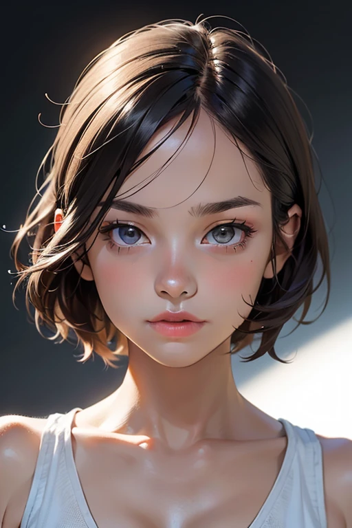beautiful, masterpiece, best quality, extremely detailed face, perfect lighting, 1girl, nude, small breasts, solo, medium bob, expressionless face,
