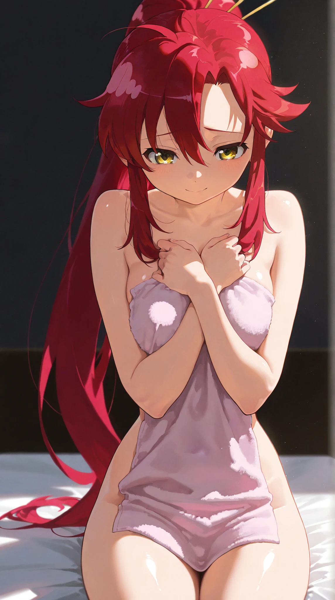 (Highest quality、Masterpiece、Very detailed、4K)、One Woman、17 years old、Light red hair、Twin tails、(((Nakano Nino)))、chest、arm、Beautiful armpits、(Beautiful thighs)、Beautiful navel、(Slingshot Bikini)、(((slingshot swimsuit))) (nsfw)