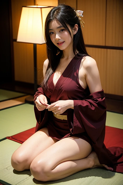 (masterpiece、high resolution、high quality)、Japanese beautiful girl:1.3,12-year-old elementary school student、Immature body、Beautiful body、Japanese Yukata、Soaring、night、Laughter、Clear Eyes、、Beautiful Skin、Yukata beauty、Hydrangea pattern yukata、Her breasts are exposed from her yukata、Very beautiful breastedium breast、Beautiful cherry-colored areola、Beautiful erect nipples、Small butt、Shaved、Cool Summer、nightの夏祭り、Fireworks display、Professional Photography、Random Hairstyles、Sitting with legs wide open、She spreads her legs wide open to show off her private parts.、Masturbating