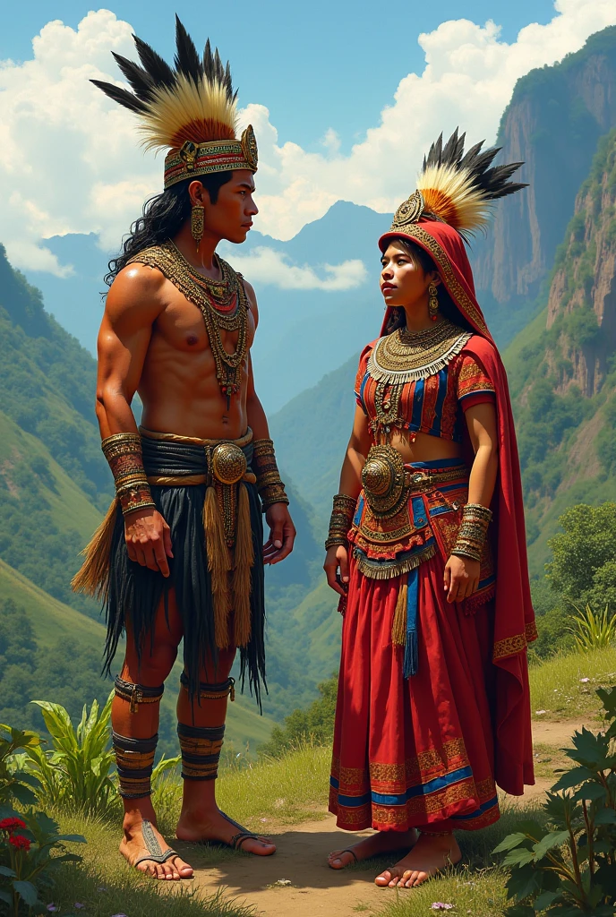 Two indigenous people, a chief and an apprentice

