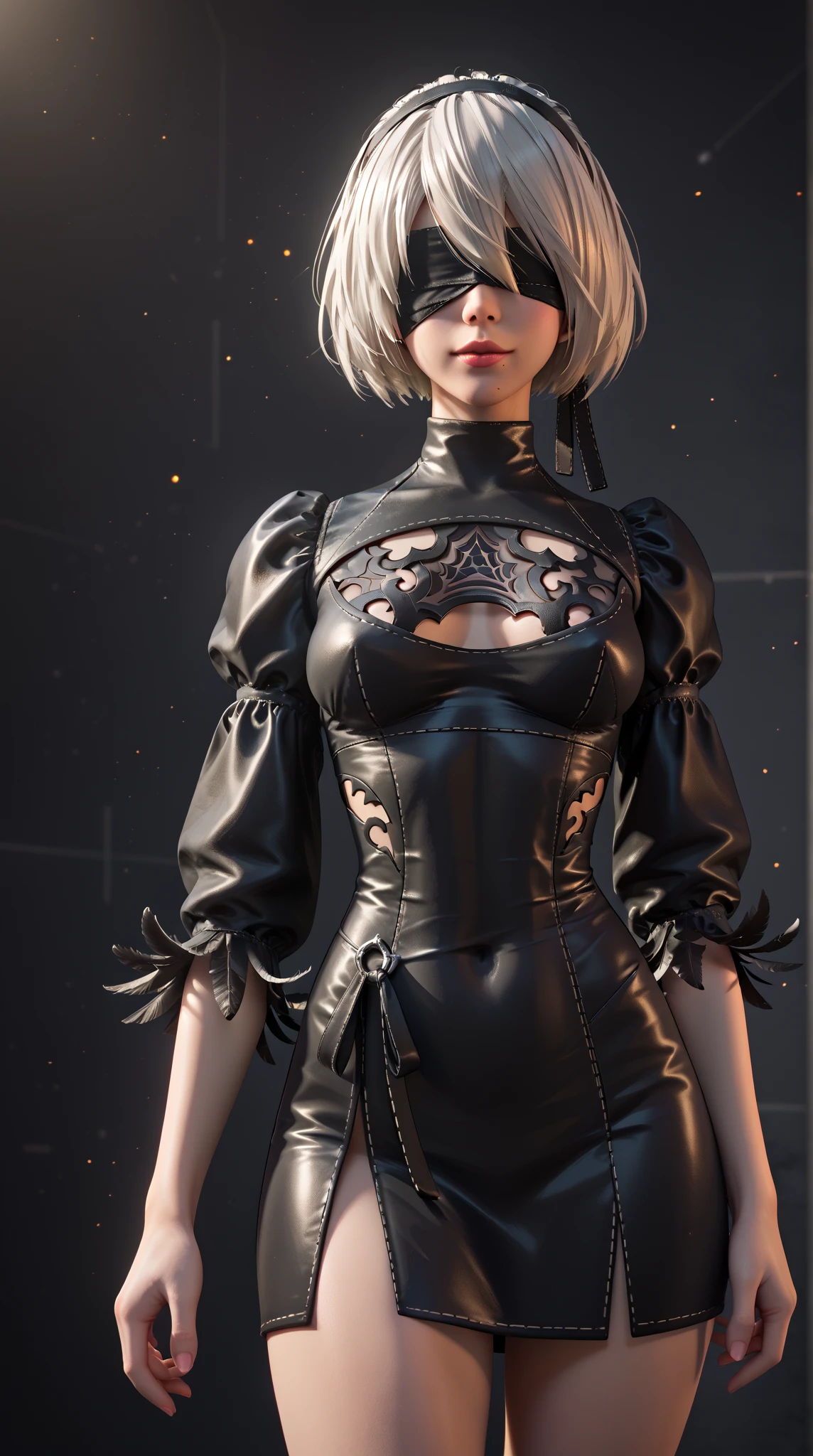 2b, Nier automata, ::((melhor qualidade)), ((obra-prima)), (muito detalhado:1.3)(masterpiece:1.2, melhor qualidade), (masterpiece:1.2, melhor qualidade), ((1girl face very beautiful woman )), ((thick thigs)), (gorgeous legs), (pure sensuality)