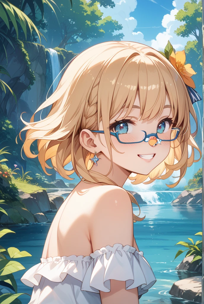 Papel de parede 8K, master part, Movie Lighting, best quality, illustration, Dramatic angle, ((Cor: 1.1)), ((cor interna do cabelo: 1.4)), 1girl, sozinho, cabelos longos, water, olhos azuis, black glasses, Gargantilha, separated-lips, gargantilha branca, liquid hair, cabelos pretos, franja, de lado, lado, parte superior do corpo, fundo simples, fundo cinza, bareshoulders, retrato, looking up at the audience, vestido branco, cabelo entre os olhos, fundo branco, Brincos,