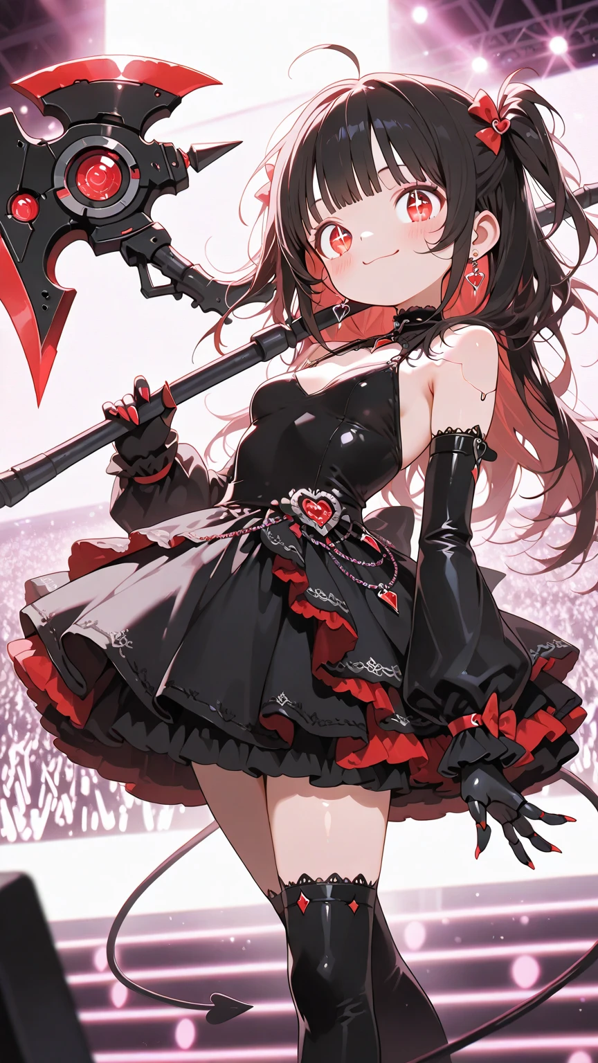 Black dress, dark hair, heels, dark eyes , a rose in her hand , rose flowers around , rose petals fly in the air , sun , black panties with a rose pattern , stockings , 8K best graphics best details