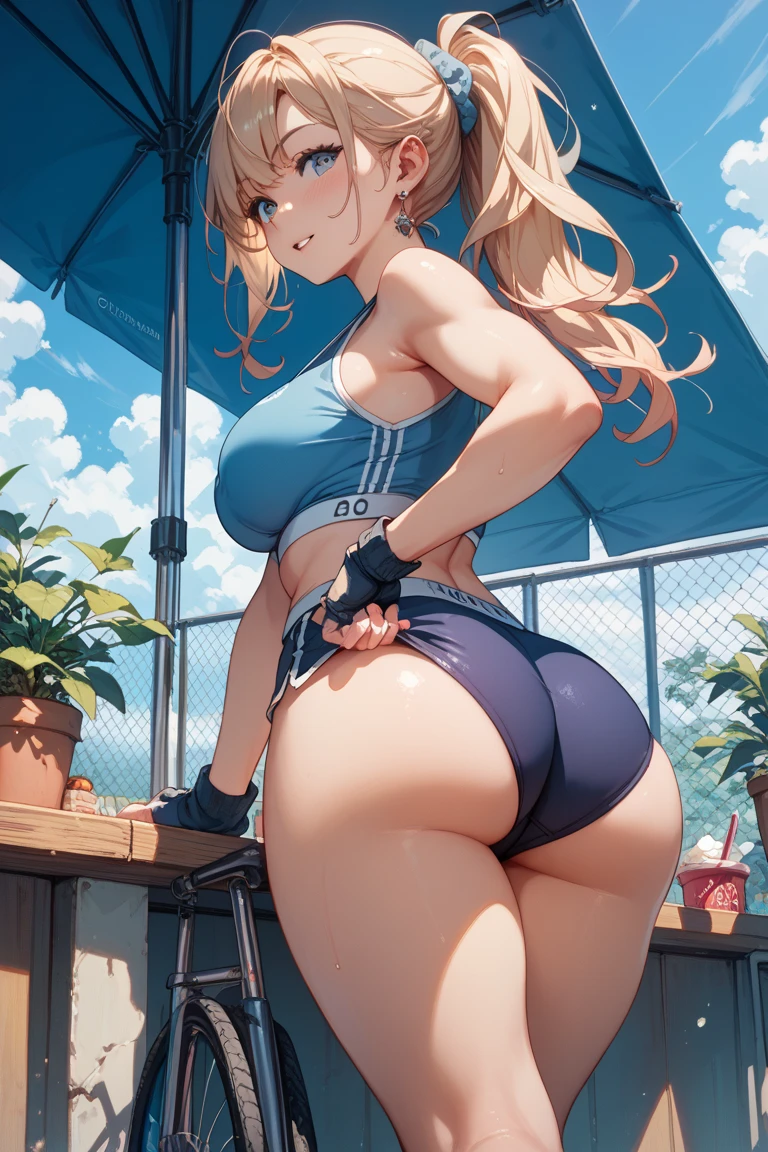 (((Show your ass))、(((Accentuate your butt)))、Highest quality, 8k, masterpiece :1.3)), whole body, Sharp focus :One Girl,Glowing Skin,Sexy pose,Highest quality,Tabletop,shape,Very delicate and beautiful,Hmph,8k壁紙,wonderful,In detail,Official Art,Very detailedなティッカーUnity 8k壁紙,Unbelievably ridiculous,Large file size,Very detailedな,High resolution,Very detailed,Beautiful detailed girl,Realistic,X-ray,The queue is full,(((セクシーなMicro Bikini)))、(((Big Breasts、blonde)))、(((sports gym)))、Stand upright、Cleavage , ((Long golden hair、Sweat))、Beautiful belly button、Micro Bikini、Sexy pose、Hairstyle:Has twin tails、Island Breeze、Knee-high socks