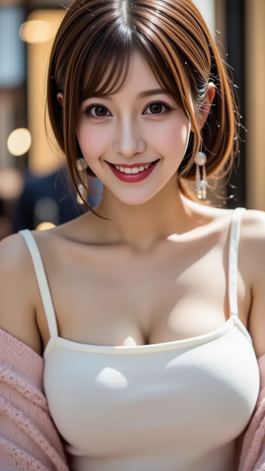 (UHD, retina, masterpiece, accurate, anatomically correct, textured skin, super detail, high details, high quality, best quality, high res, 1080P, HD, 4K, 8k, 16k), (beautiful detailed eyes, beautiful detailed lips, extremely detailed eyes and face), soft lighting, physically-based rendering, vivid colors, (large breasts, glamorous body:1.6), (floral bra set), (portrait, shiny hair, shiny skin, blush), (bokeh), eye reflection, (smile and laugh:1.5), full body,