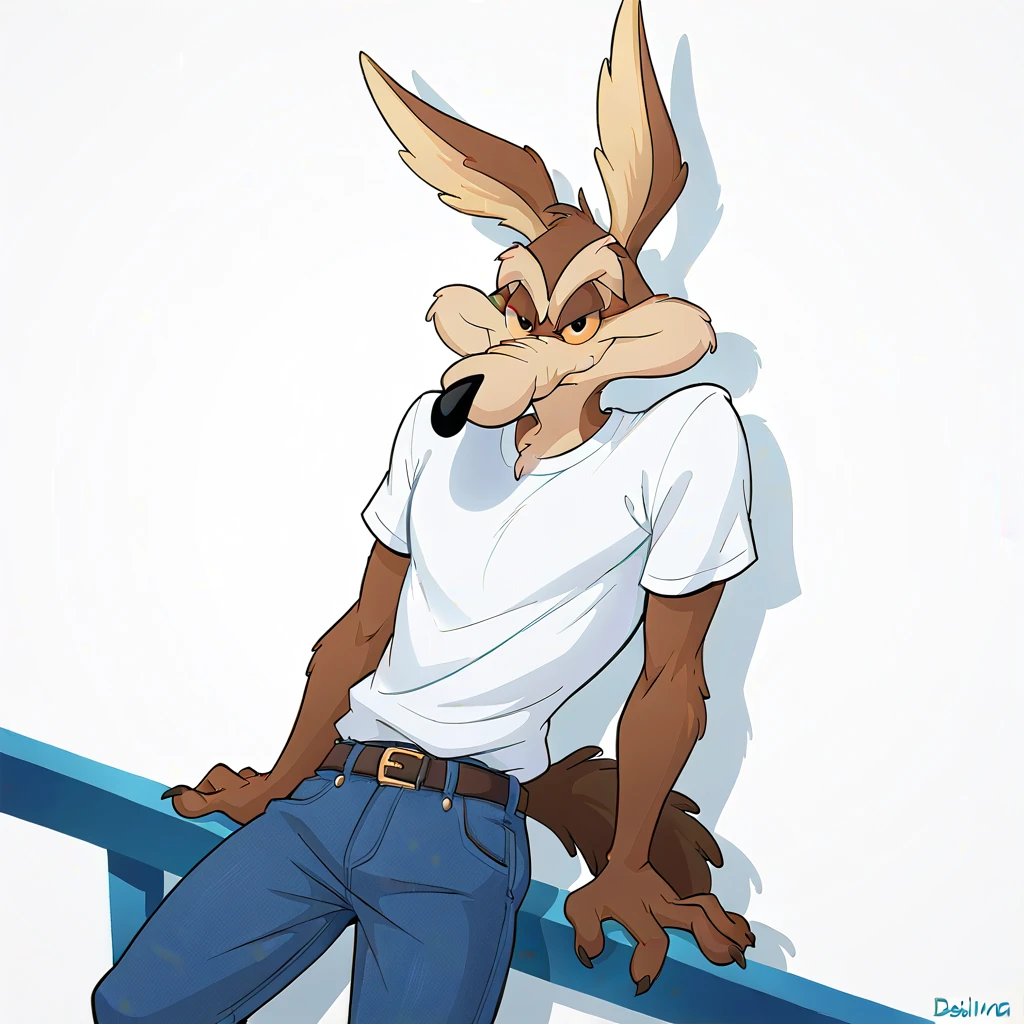 score_9, score_8_up, score_7_up, score_6_up, score_5_up,
A cool goat wearing sunglasses, a beanie cap, and a white t-shirt, leaning against a wall, anthro, furry