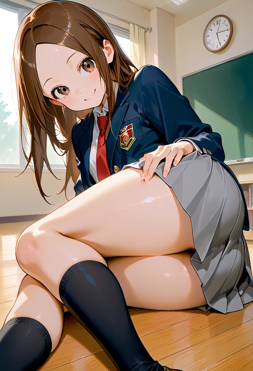 Minami Kotori、lovelive 、share indirect write、One girl in a mini skirt, Sit with your legs wide apart、A seductive smile、Looking down at the viewer, Plump thighs, Highest quality, Focus on the thighs, Spread your legs wide, smile, blazer, blouse, Navy panties、Black knee socks,  classroom,,My thighs are steaming between the legs 、Sweaty knee socks、Show the soles of your feet、Sweaty feet、Footjob、Stroke your penis with your feet、Vigorously stroke the penis up and down with your feet、Stain on the pussy line of panties