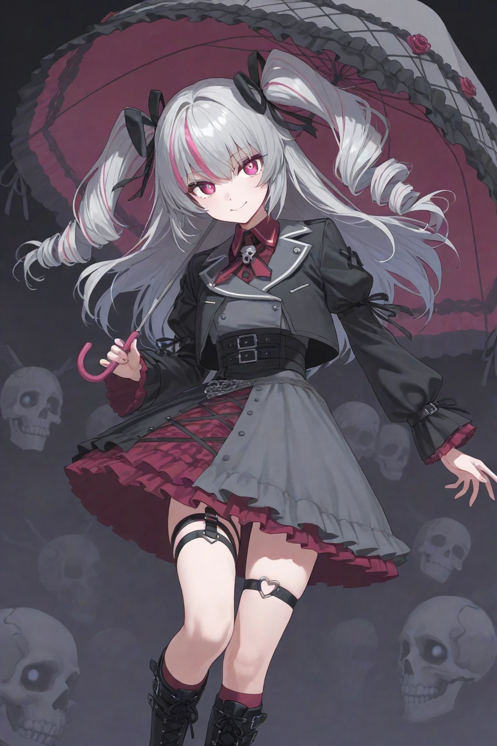 Night view), fear, oni girl, Corpse,Holding a book,Girl skull mask, Hell Portraits, Necronomicon, , Hoodie,Gloves,shadow, HD, high quality,ghost,Full body picture,Socks of different lengths,Skull Collar,Leg ring,Garter stockings,Leg ring,float,Standing picture