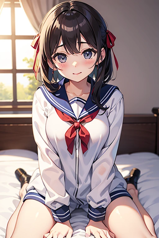 nsfw, (highly detailed beautiful face and eyes:1.2), (((lying))), bbfumika, idolmaster, long hair, hairband, (Sailor School uniform:1.5), ((huge breasted)), ((white pantie)), 1girl, solo, (lift shirt:1.5), (show off breasts:1.5), (spread legs:1.4, legs up:1.3), (pleated mini skirt:1.3), from below, (white pantie, lift skirt, pantie shot, blush), (blushing:1.2), (town overview), detailed landscape, (best quality,masterpiece:1.2), intricate details, extremely detailed,8k resolution, natural lighting,