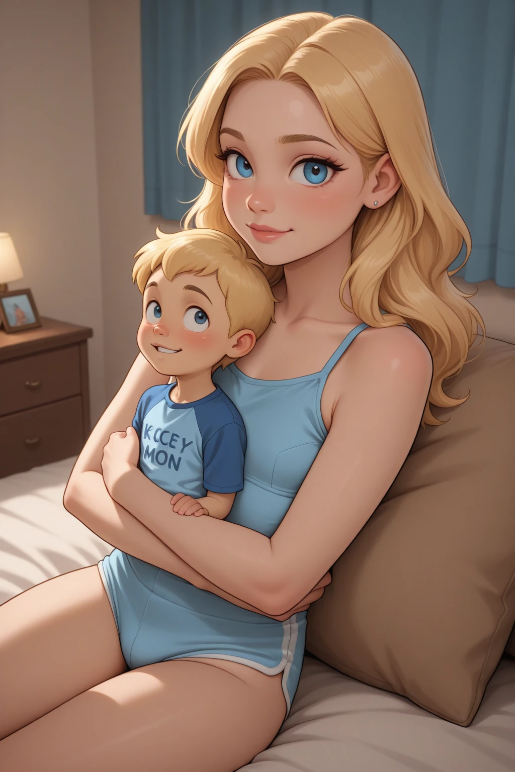 "mom sex with her little boy vaginally", blonde hair, Mom is wearing a skirt, Little boy bare legs, inserts dick into mom masterpiece, realistic, A high resolution, high quality, top quality, Best quality, ultra detailed, extremely detailed,