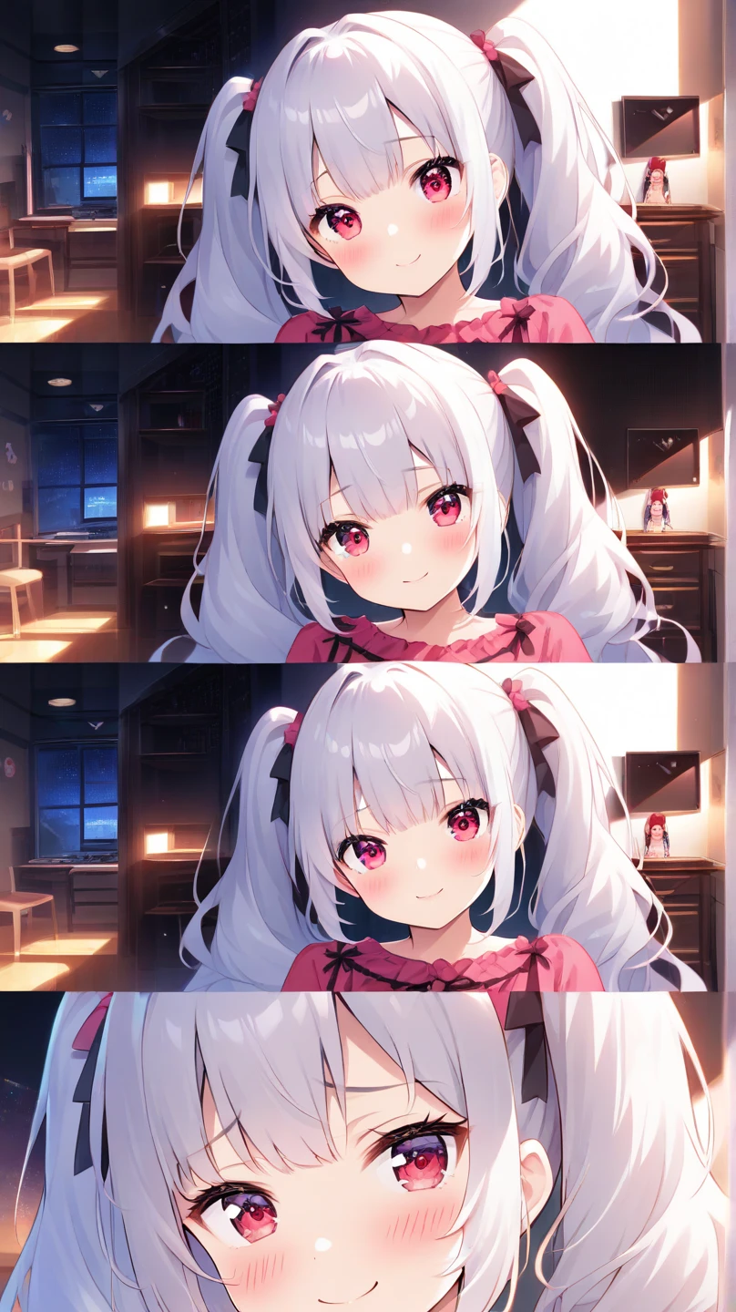 a sexy girl, white hair, in mini lingerie, in school, selfie, smile, multiple views, ray tracing, from above, fisheye, close-up, 16k, 8k, highres, best quality, award winning, high quality, high details, super detail, textured skin, anatomically correct, masterpiece