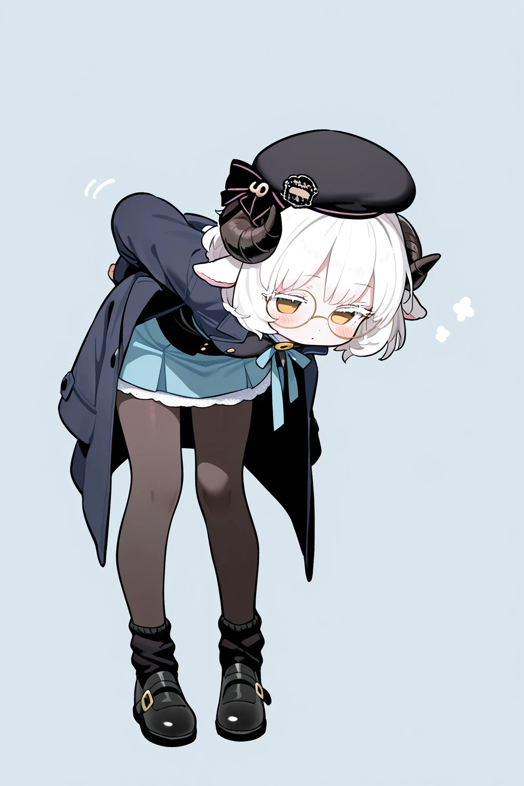 check_9, check_8_up, check_7_up, check_6_up, (score-anime),cartoon,(1 girl), (bent knees), military green shirt, gray hair, braids, tights, grey eyes