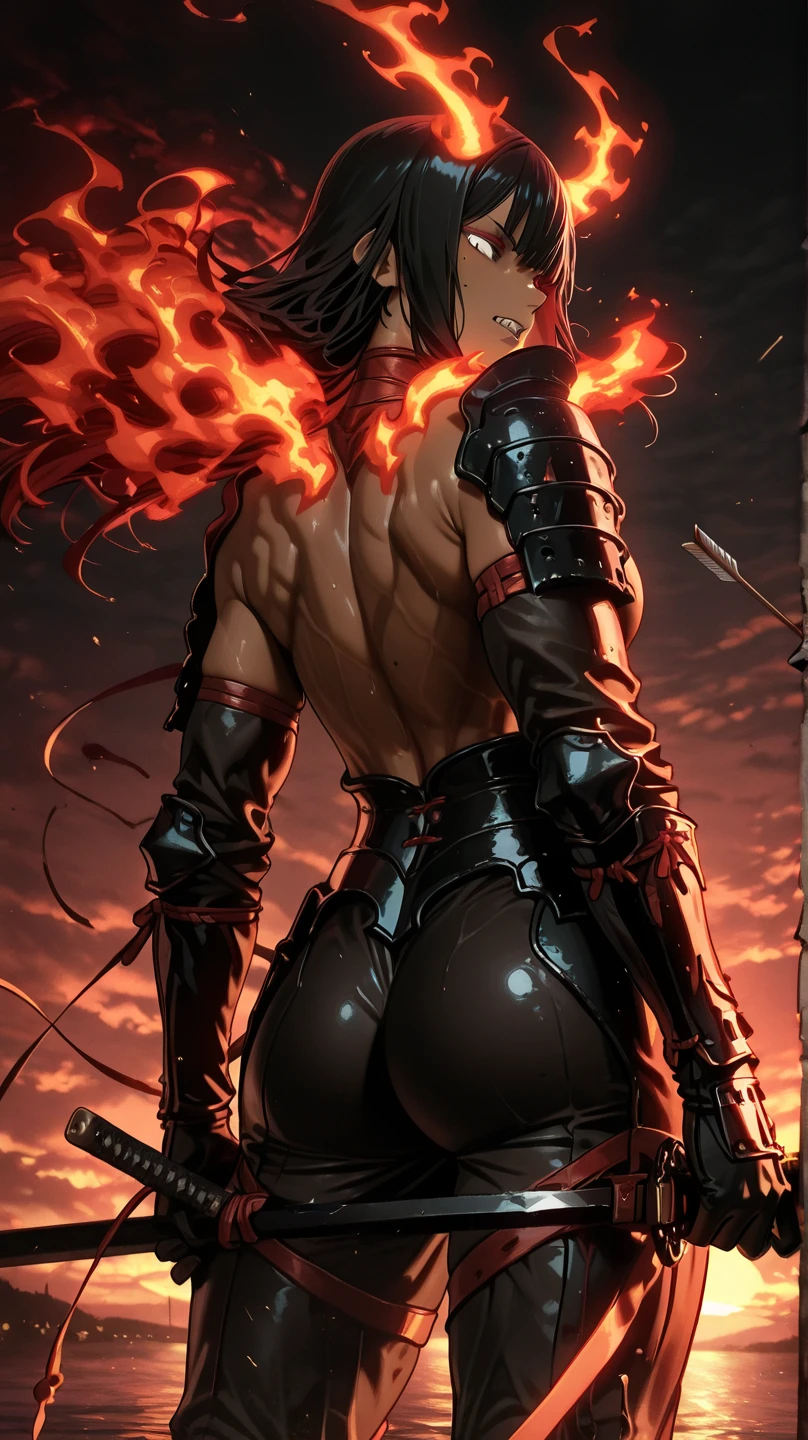 Cold weapons,daggers， Full body like, Hyper-realistic, Realiy, Female snake demon, Background bokeh, Chinese style background, Studio feel, Angry, Black skin, Female snake demon, loft, Blood on the face, solo person, Half-body snake-tailed banshee, Bokeh, Ultra-wide angle, High detail, Interior architecture, Cubist futurism, Silhouette, back lit lighting, Chiaroscuro, k hd, Masterpiece, Textured skin, Anatomically correct --auto