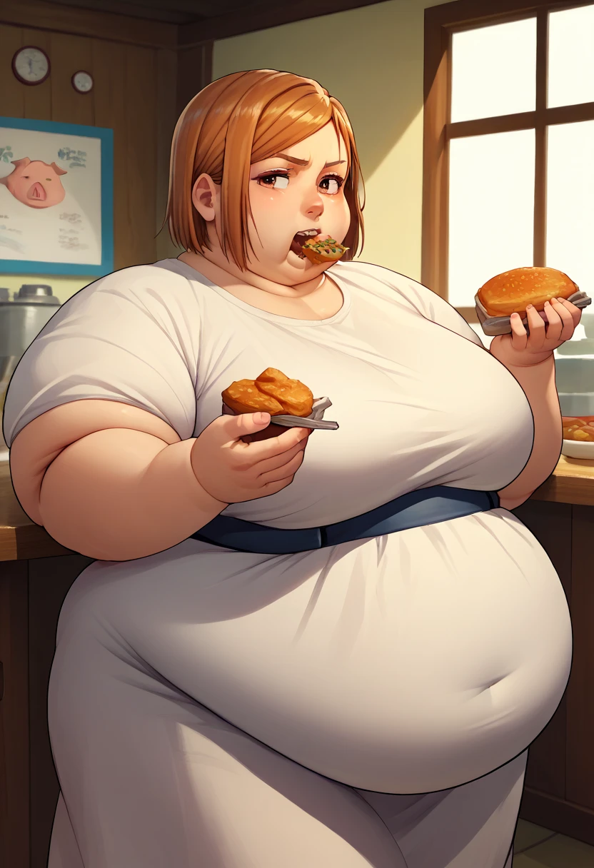 fat, large belly, standing, grabbing belly, very fat, large stomach, chubby (best quality, masterpiece), fat belly, at, large belly, standing, grabbing belly, very fat, large stomach, chubby (best quality, masterpiece), thanksgiving, wearing sweater, grabbing belly, sitting down, table with of food, table tons of food, lots of food, holding belly, table with food, sitting, wearing sweater, Christmas, Holiday, Christmas cookies, Frieren