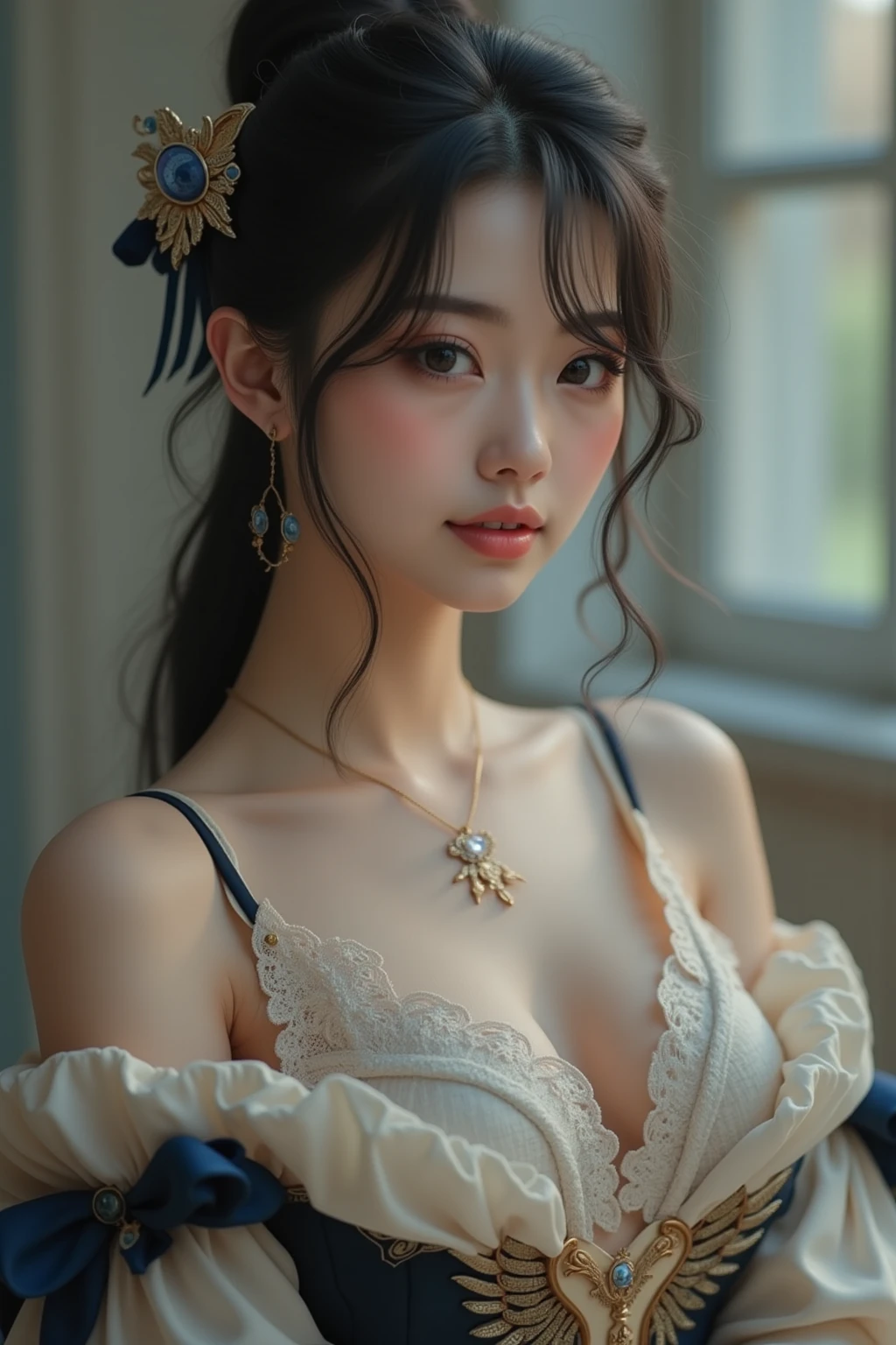 (best quality,4k,highres,masterpiece:1.2),ultra-detailed,sparkling blue eyes, perfectly shaped eyebrows, glossy and plump lips, flawless skin, strikingly expressive facial features, smooth and silky hair, dynamic and lively poses, vibrant and colorful background, natural and soft lighting, joyful and cheerful atmosphere, happy smile, small breasts