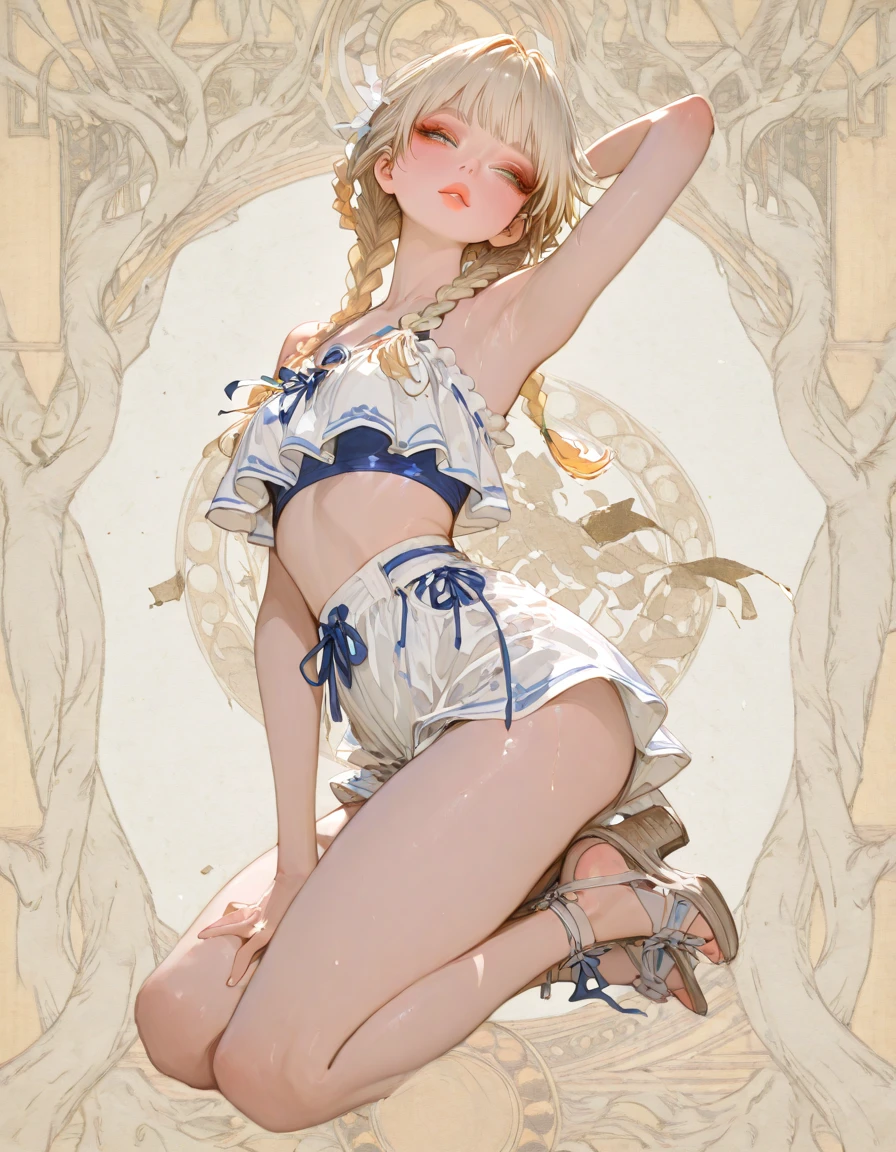 ((1girl, solo)), beautiful body, (perfect anatomy, perfect body, perfect hands, perfect legs), natural proportions, sexy body, large breasts, ((full body, full body front)) BREAK
((extremely detailed face)), (beautiful detailed eyes:1.6), (realistic pupils, realistic iris:1), expressive eyes, (clear eyes:1.3), (hyperrealistic:1.2), (detailed skin texture:1.2), smooth skin, (blue hair:1.3), short hair, tassel earrings, ((mature female)), ((little smile)), (detailed lips:1.2), (attractive lips:1.1), (glossy lips:1.1), (parted lips), perfect face, perfect eyes BREAK
(masterpiece:1.5), anime-style, top quality, best quality, (beautiful and aesthetic:1.2), (ultra detail:1.5), Ultra-detailed depiction, Ultra-precise depiction, extremely detailed 8k illustration, high resolution, (highly detailed shading:1.2), (realistic lighting:1.4), perfect lighting, vibrant colors, dynamic tones, striking hues, 8k, absurd resolution, perfect shadows, hdr, UHD, ambient lighting, realistic, ultra-realistic, photo realistic, highly detailed, rich detail, luminous colors, fine texture, intricate design, professional illustration, (soft light:1.2), (illustration:0.7)