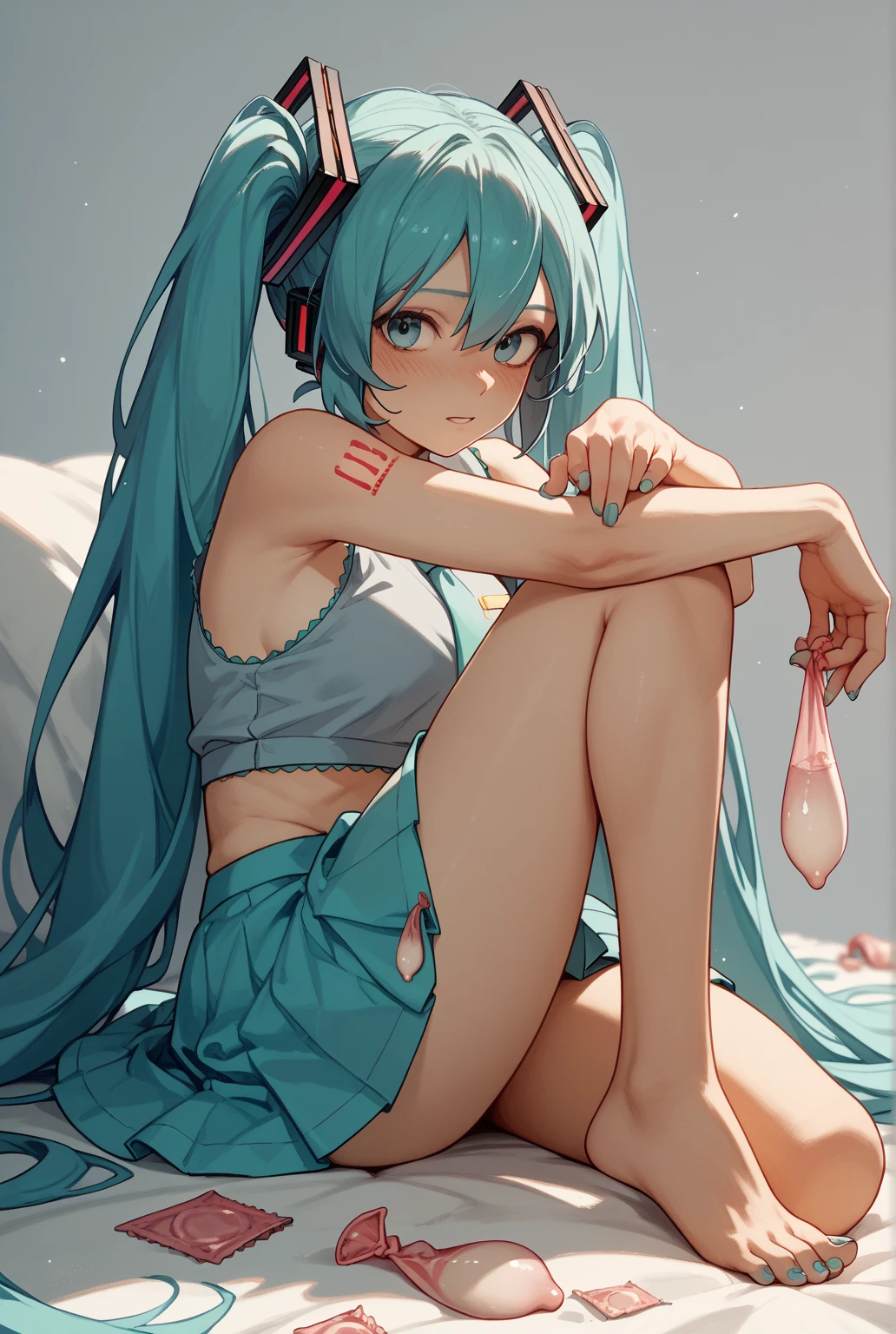  Hatsune Miku,1 girl, beautiful breasts,2D CG, Advanced digital anime art, anime character