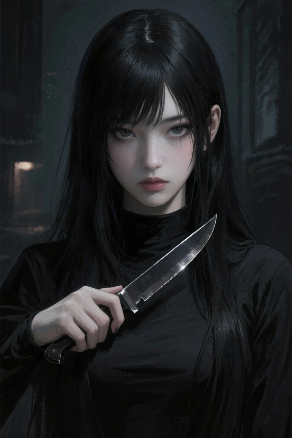 RAW Photo, 4k, Realistic, Delicate and Meticulous Skin), Masterpiece, Best Quality, Official Art, Unity 8k Wallpaper, Ultra Detailed, (Dark Scene, Understated, Soft Light), Cinematic Look, High Saturation, Best Anatomy, Volumetric Fog, Samurai Girl, Slim Body, Full Body, Full Body, 1 Girl, Weapon, Sword, Long Hair, Brunette Hold, Hold, Solo, Hold Weapon, Blood, Sword, Armguard, Complex Background, Blood on Weapon, Looking at the Viewer, Black Eyes, Cloth, Floating Hair, Evil smile, Hanfu,