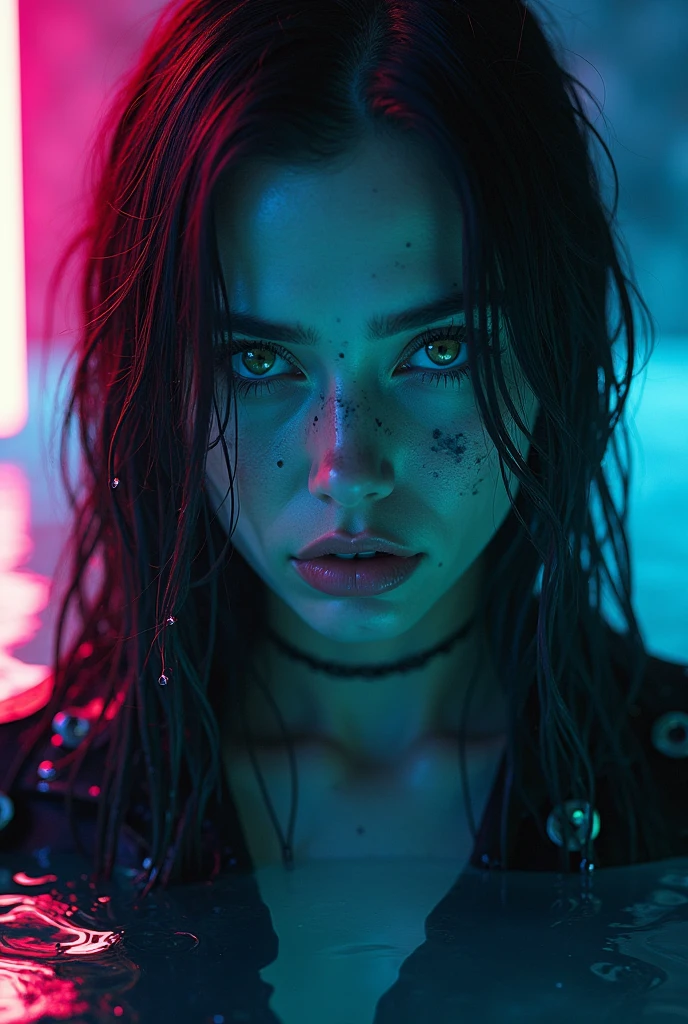 Best quality, masterpiece, ultra high res, (photorealistic:1.4), raw photo, 1girl,
wet hair, wet body, water drop on the skin, directed by shane mcmellen, in the style of neon-lit pop art, photo taken with ektachrome, distorted portraiture, surreal sculpture, gothic dark and moody tones, softbox lighting, instax film
crying
