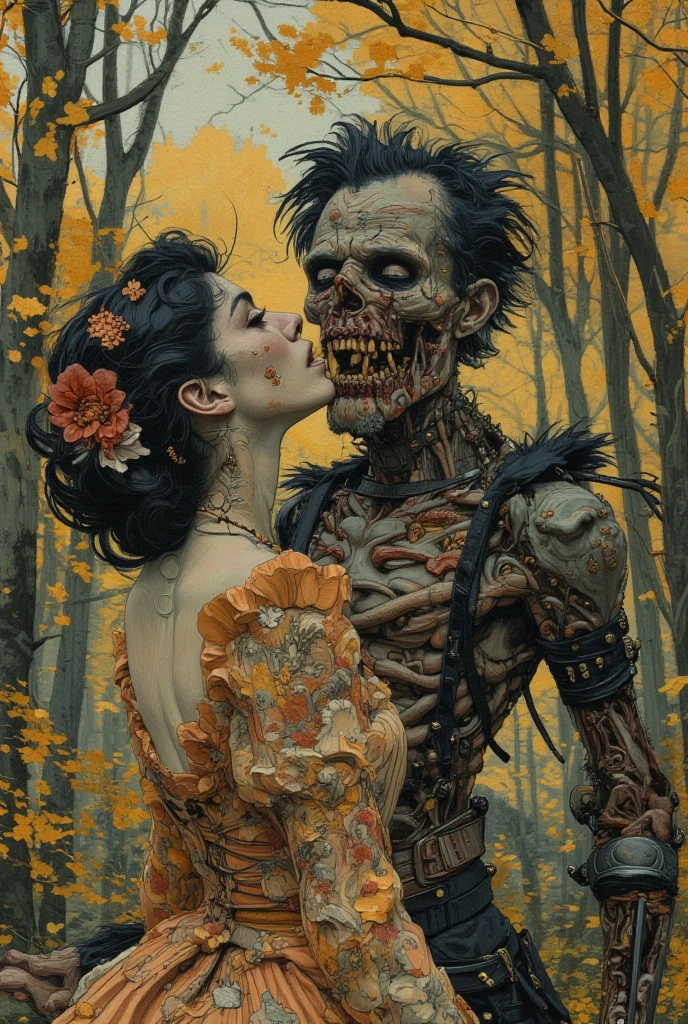 paper-cutting style, 1 zombie, Selfie