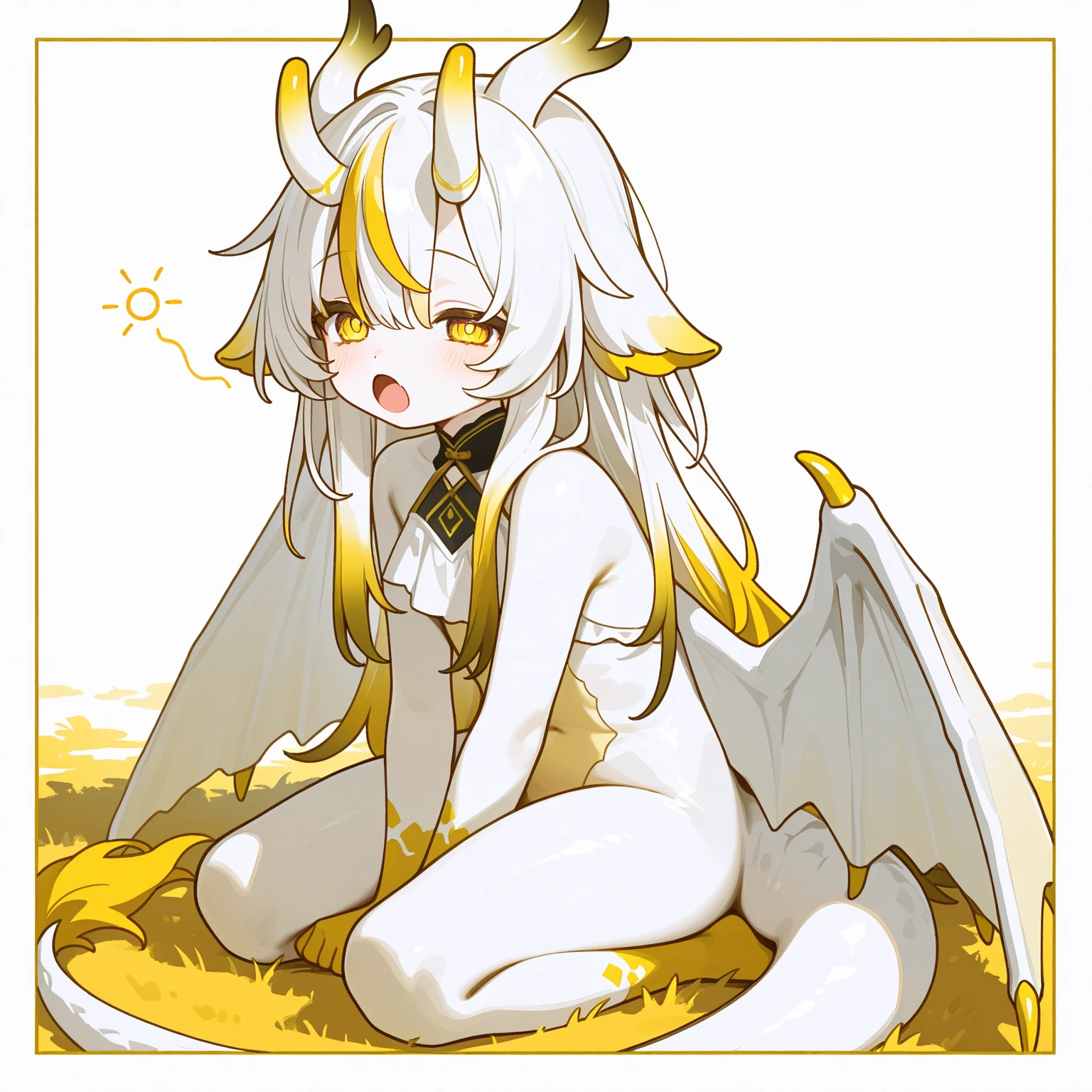 score_9, score_8_up, score_7_up, score_6_up, score_5_up, score_4_up, source_anime, kemono style, Anthro, an Anthro female moth, white moth girl, fluffy white furry body, yellow eyes, black sclera, nostrils, fully naked, black nipples, tall, skinny, small breasts, white fluffy body, neck fluff, short white hair, moth antennae, two moth wings, legs spread, lying on her stomach, on a bed with holes in it, seductive, cute expression, rear view