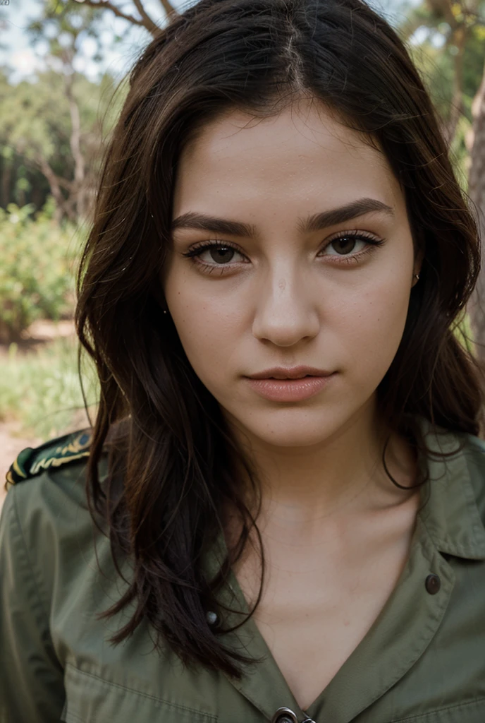 DEN_sofia_espanha,
a (soldier:1.1) in the jungle on manoeuvrers wearing (army fatigues:1.2) and holding a rifle, (camouflage:1.2), military, uniform, military, camouflage uniform,
bokeh, f1.4, 40mm, photorealistic, raw, 8k, textured skin, skin pores, intricate details <lora:epi_noiseoffset2:1>, epiCRealism <lora:ClothingAdjuster3:-1.1>
