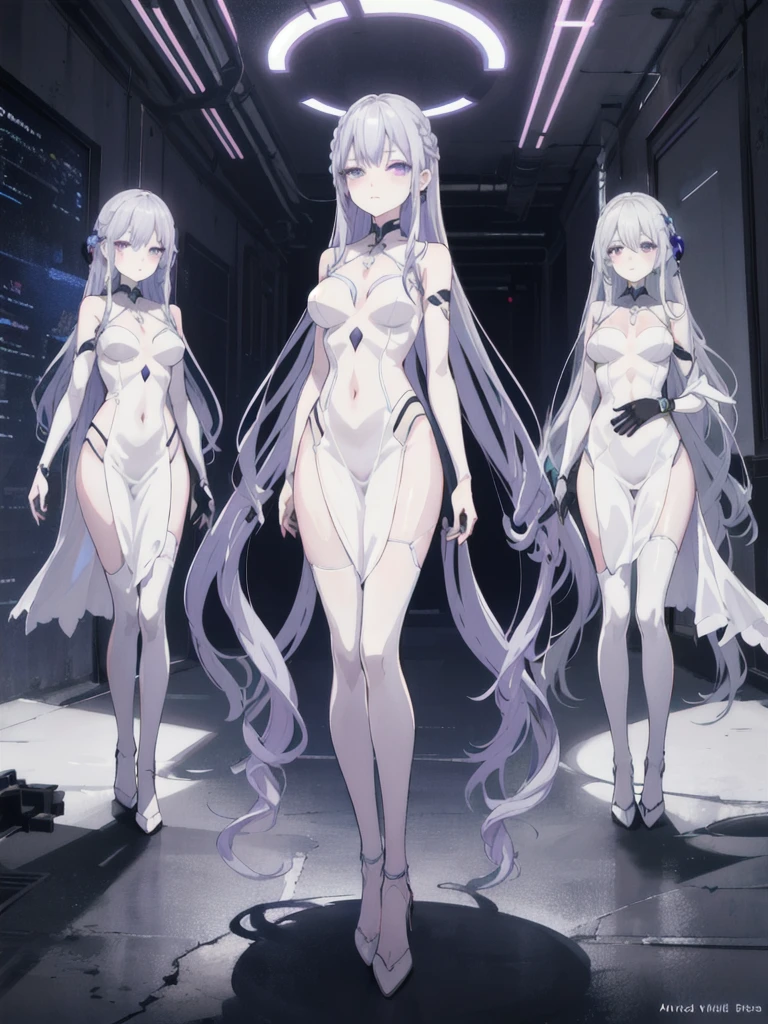 Anime - style woman standing in unreal space in sexy hanfu, seductive anime girl, sexy ancient female warrior, (big breasts 1.4), (long legs 1.1), [ 4k digital art ]!, smooth anime CG art, female action anime girl, shiny white skin, SFW version, full body pose, perfect body