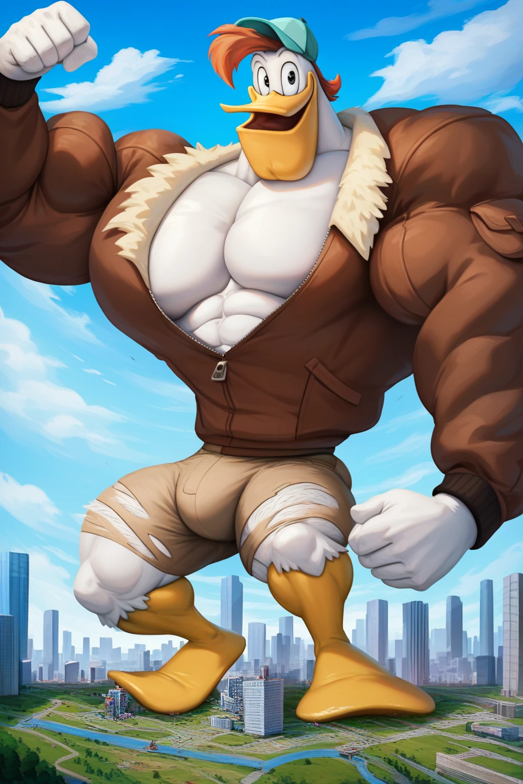 Furry, Anthro, Hypno, Male, (((muscular body, massive thighs, massive biceps, massive male pectorals, fluffy neck))), ((((wide-eyed, confused, looking at viewer, crossed arms, side view, bottom view, worm’s-eye view)))), ((((((massive bulky torso)))))), naked, Plain background, by buta99, by meesh, (((digital painting)))