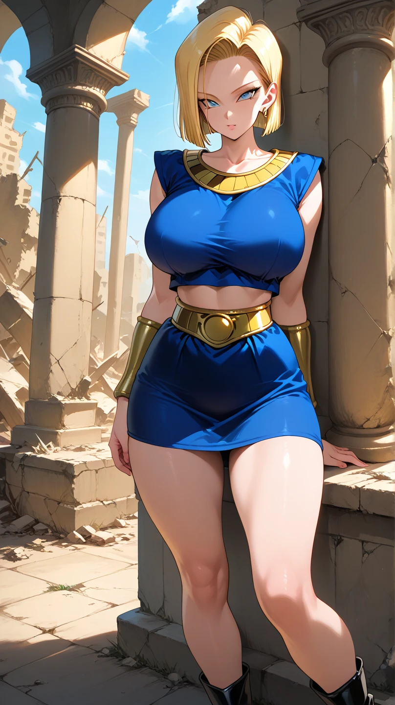 full body, barefoot, solo, female, big breast ,linen tunic, fantasy village, armor, Handcuffs on their hands, With a collar around the neck, hands on hips, slave, ((black choker, shackles on legs and arms))