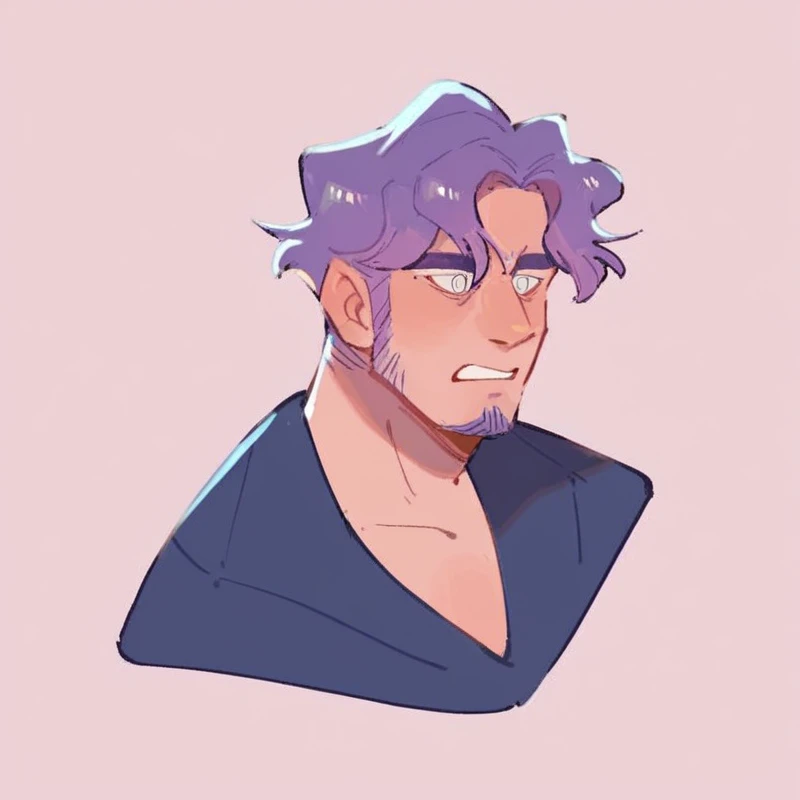 Friday Night funkin Style , human Male, Purple haircut, Big Eyebrows ,