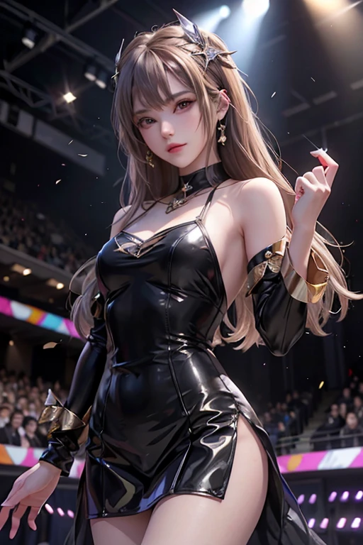 ((Realistic light, Best quality, 8k, Masterpiece :1.3)), Selfie, 1girl, Pretty woman with perfect figure :1.4, abs :1.1, (Brown hair, Huge breasts :1.5), arabic dress :1.2, Bed, Ultra-detailed face, Detailed eyes, Double eyelid, perfect hands perfect fingers perfect breasts perfect hair perfect face perfect body