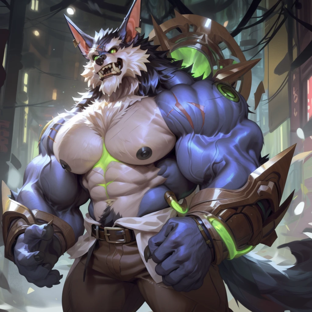masterpiece,best quality,1 boy,alone,muscular male,Empty,8K HD,Extreme details,Detailed background,masterpiece,muscular,muscular anthro,(Sweat:1.4),getting old,looking at the audience,(langshu:1.3),wolf boy,beard,thick eyebrows,gray body,wolf ears,white hair,long hair,wolf tail,nail,by lindong,through empty ghost,naked体,naked,NSFW,Rooster,,ball,,blush,