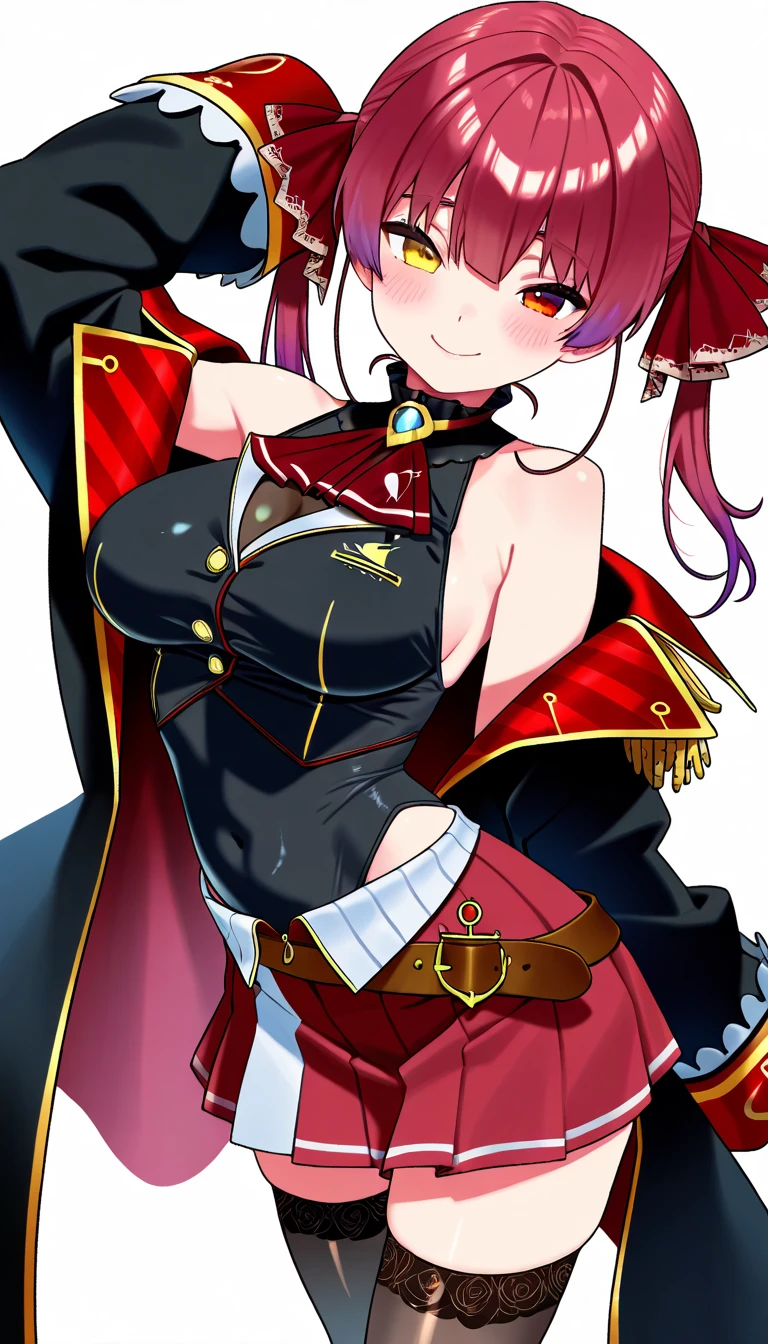 (Masterpiece, Best Quality, High Quality), nishikino maki, purple eyes,red hair,(breasts:0.959), (chained:0.945), (solo), (cleavage:0.939), (thighhighs:0.904), (strapless:0.838), (shorts:0.836), (large breasts:0.720), (collarbone:0.683), (standing:0.677), (cuffs:0.581), (closed mouth:0.571), (weapon:0.556), (holding:0.542), (garter straps:0.508), (hair flower:0.508)
