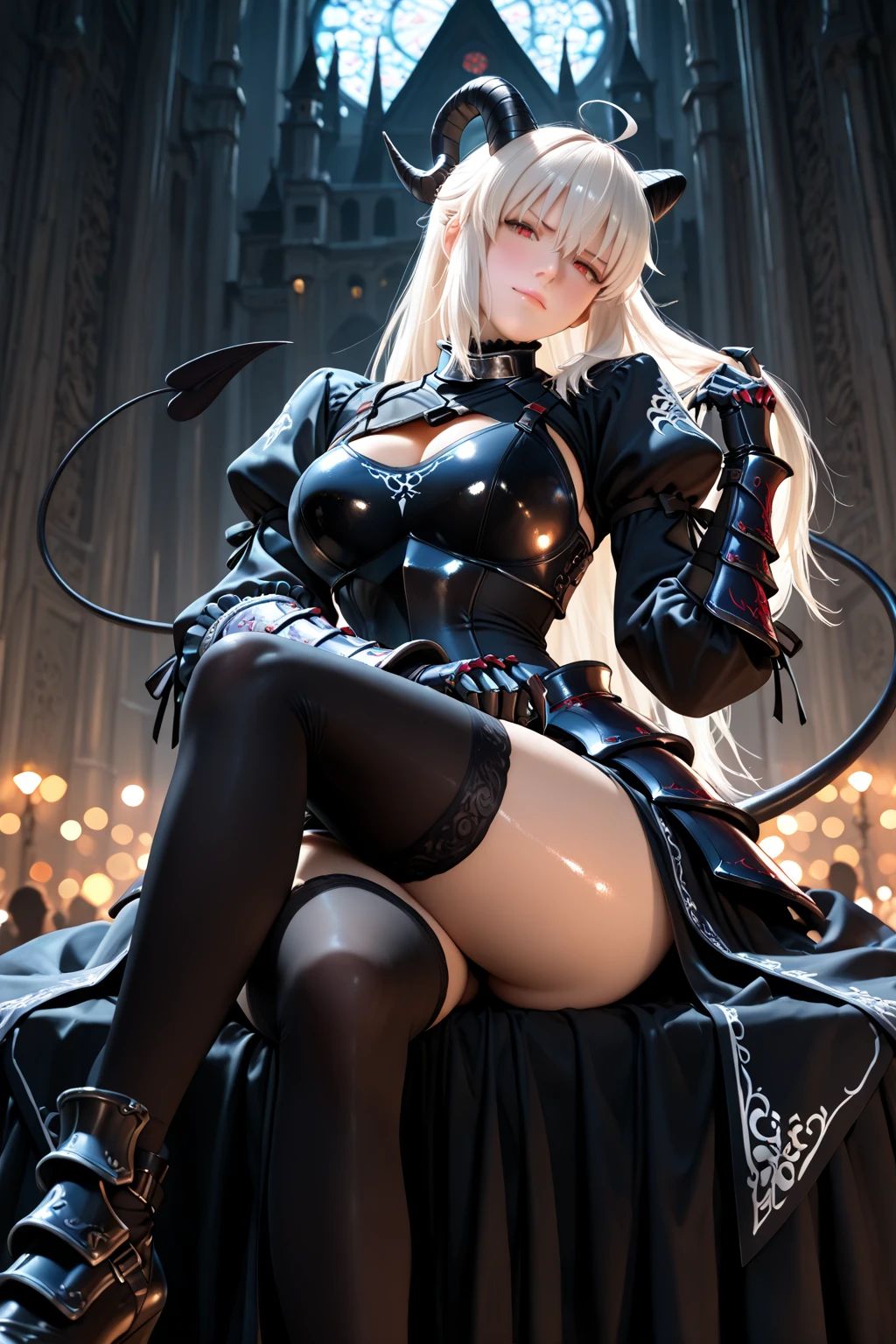 high fantasy, gravure, lewd, busty, highly detailed, 8k, high resolution, solo, big juicy lips, thick juicy thighs, makeup, large shiny breasts, gloves, looking at viewer, photorealistic, Cinema 4D, octane render, innovative, sexy, curvy but slender, mystical aura, smokey mist around Ahri, illuminati style, use advanced machine learning to create the perfect succubus waifu Ahri alone sitting, exposed camel toe, vice magazine photography style, trending on Pixiv, trending on civitai, perfect composition, sfw, professional quality, unreal engine, korean, small waist