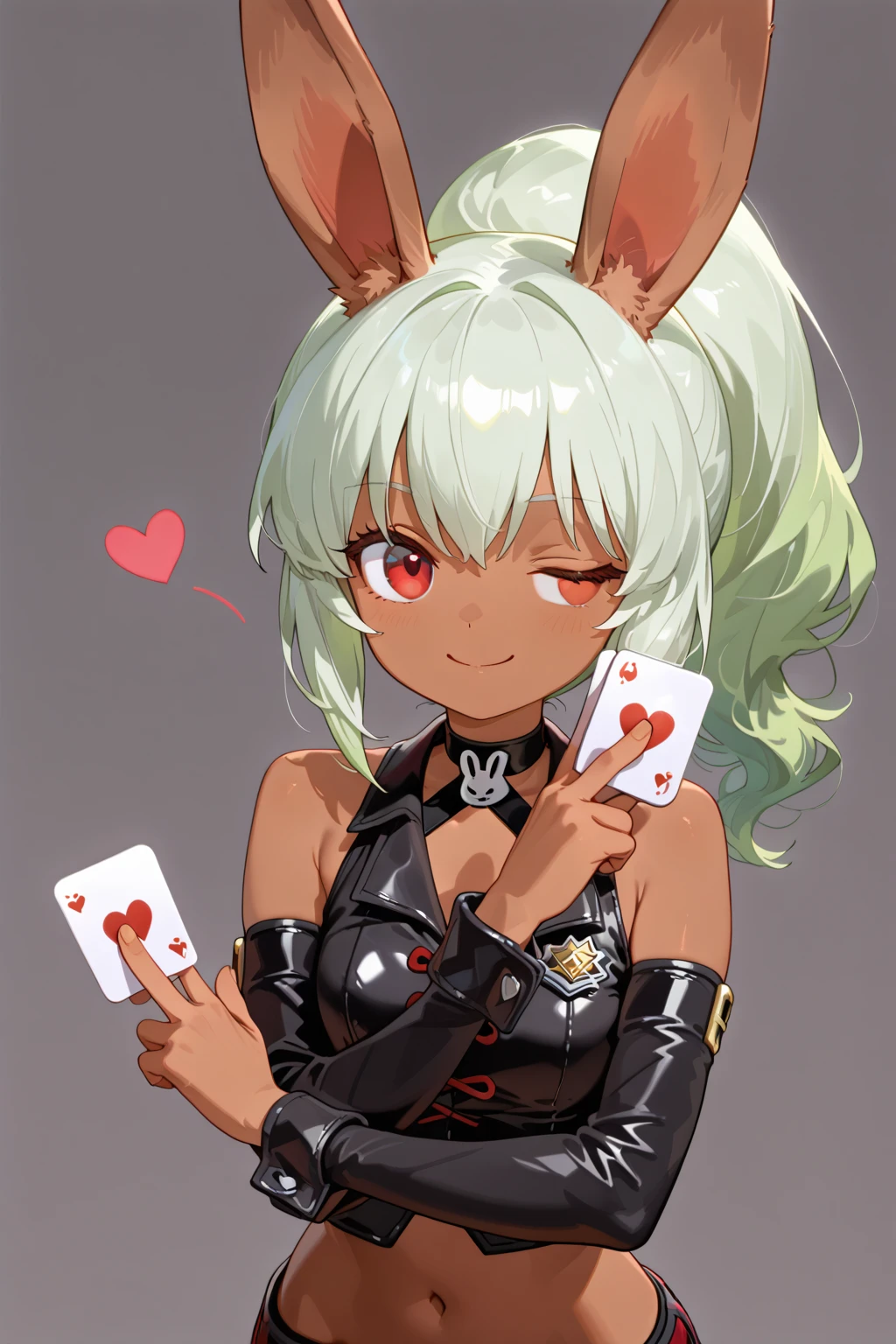 NSFW,masterpiece,Highest quality,High resolution,Very detailed,Frielen\(葬送のFrielen\),Pointed Ears,Green Eyes,Twin tails,very long hair of white color,, Earrings,Playboy Bunny,Black Pantyhose,casino,Blowing a Kiss,heart,blush