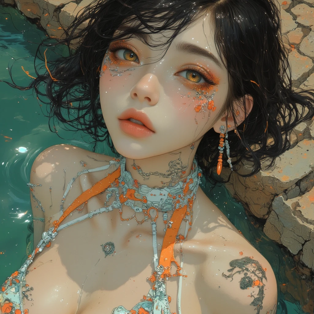 {{{{{16k}}}}}, {{{{{Unique atmosphere in the middle of the transition from girl to sexy woman, transforming a Japanese girl with a cutely pussy into her facial rank to the SSS rank of top-notch pretty actresses, She's in a cylindrical aquarium filled with female hormone fluid with a control panel that allows her to change the shape and appearance and personality of the girl inside at will, The oil of glowing flowers is poured into the aquarium and she is turned into a beautiful herbarium, When the control slider under the aquarium was adjusted to purity, her appearance changed to cute and innocent, She was a 12-year-old girl but after four years of being raped while being injected with beauty-enhancing hormones every day she grew into a 16-year-old that she had an erotic fetish for lips and necks and waistlines, she was being raped and clearer the nip line from underbust to hips, She had a pretty face like an idol but as she grew up she became beautiful like an actress, Her too-beautiful rounded tits wrapped in her separates pastel colored bikini, Her hair is replaced by a bang long glossy very Straight black hair, The growing body is reproduced with sex-loving, thick vivid lips, Her gasps echoing through the water, She transforms her into a cute once-in-a-millennium}}}}},{{Extremely detailed}},{{{{{integrated her head pure small, Enchanting Too thick and erotic deep pink lips, Her thickened lips shimmer with luster}}}}},{{{{{Her tattoos spread all over her body, She is tattooed with lewd flowers on her neck, arms, lower abdomen, thighs}}}}}