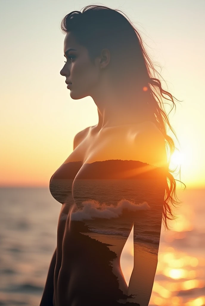 Big Breasts、Sunset、silhouette、Gravure idol