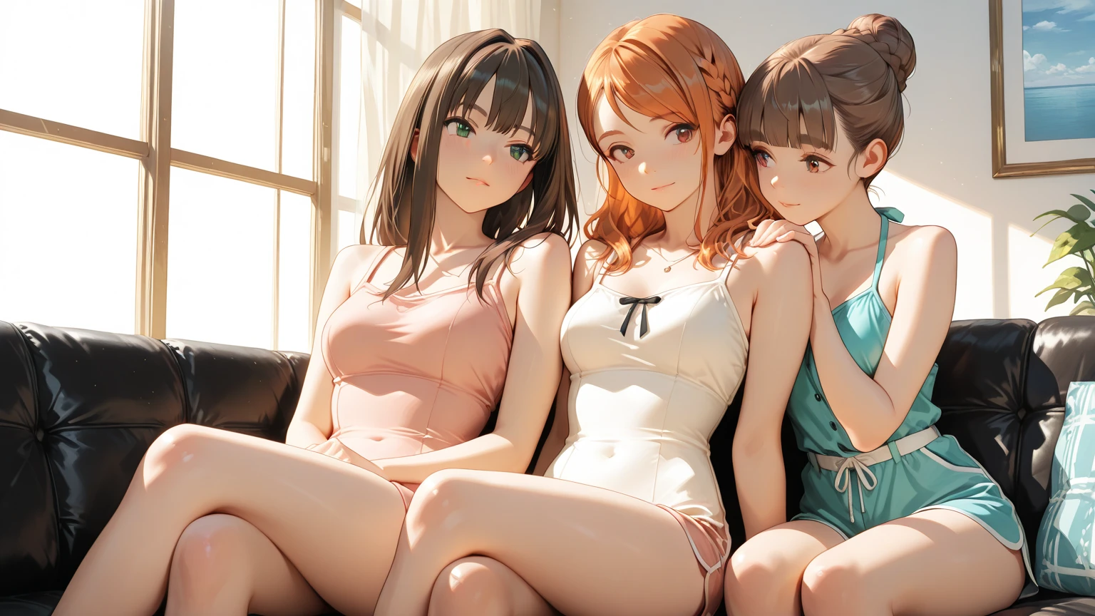 (Top quality illustrations:1.5), (Full color illustrations:1.9), (cute女の子4人:1.5), (Four 14-year-old girls:1.4)、(Bathroom)、(Four Girls、Alongside), Lined up in parallel、Sit on a small chair、Commemorative photo、Childish、cute、Gal、((A little small))、Slightly narrow waist、(Super delicate eyes:1.4)、Super sensitive tongue、Thighs、(((((nude)))))、(((Dark brown nipples)))、(((Areola of black color)))、Facing the viewer、Viewer's penis、Viewer's penisを手で掴み口で咥える、(With a smile)、(Love your audience)、(Each girl has a different hair color)、(Black Hair、Blue Hair、Orange Hair、Brown Hair、Pink hair、Red hair、Blonde)、(short hair、Mid-length hair、Semi-long hair)、(Each girl has a different hairstyle)、(Straight Hair、Wavy Hair、Curly Hair、Bobcut、Twin tails)、(Good balance between face and body:1.7)、(Good balance of girl placement:1.9)、Saliva、(A sticky flows from the mouth:1.4)