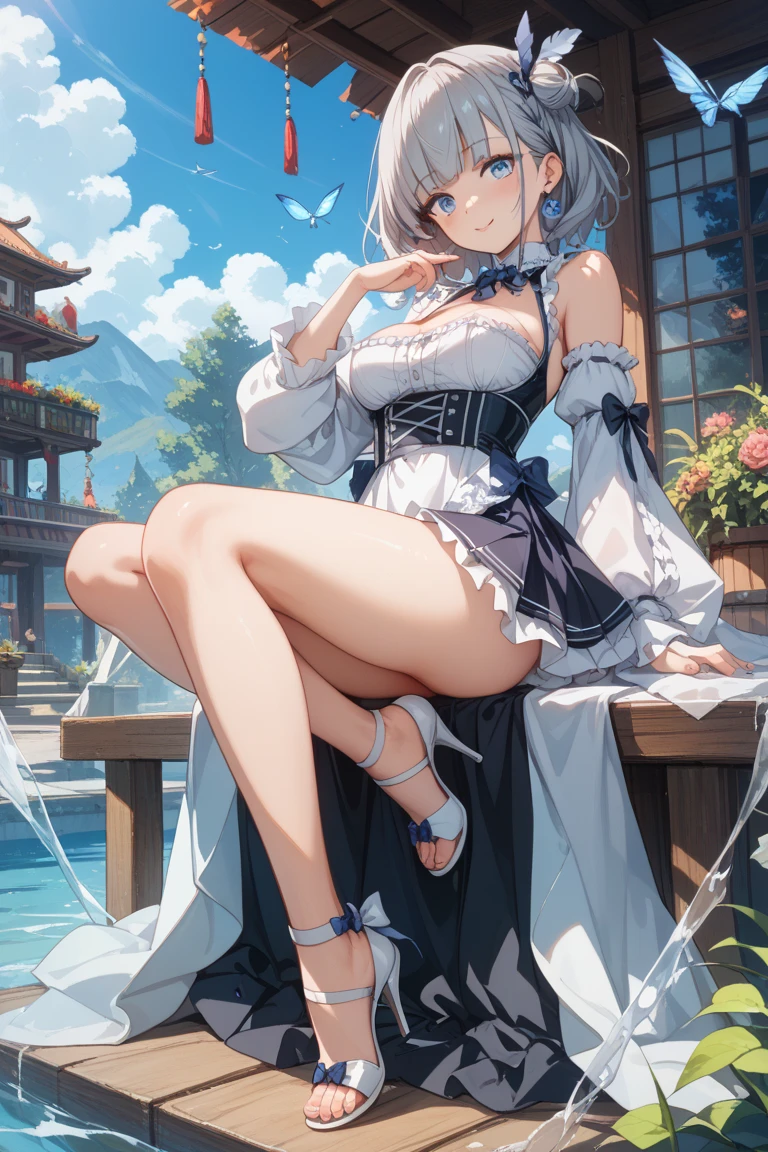 masterpiece, Highest quality, Stingy, Genshin Impact, The best of art, Default attire, detailed, High resolution,Show the soles of your feet