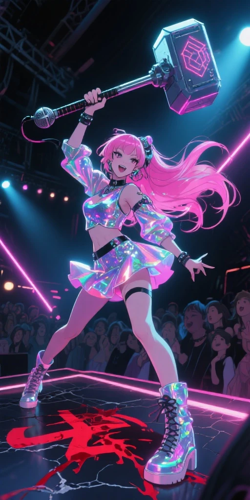 I wanna sing, I wanna shout, I wanna scream till the words dry out, concert, idol, spectators, stage, limelight, glowsticks