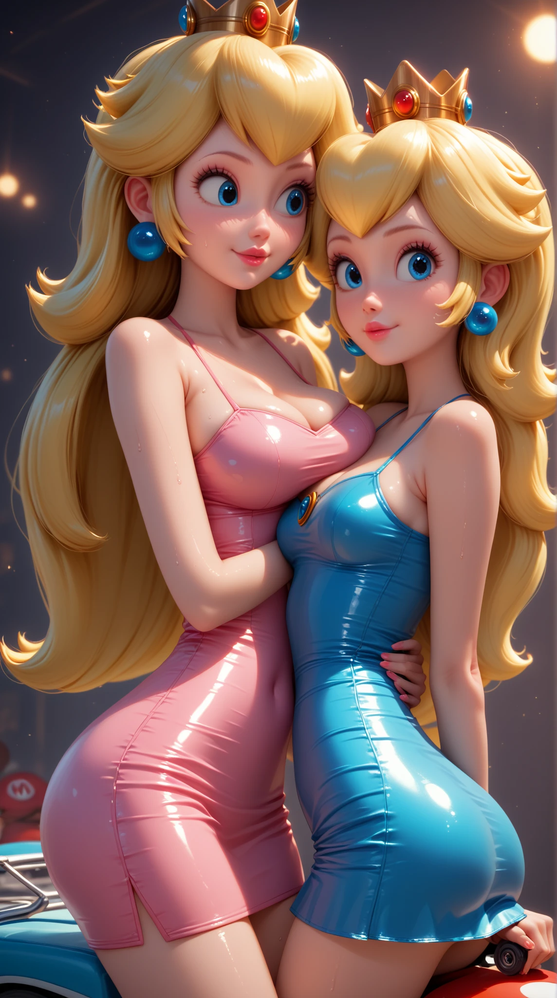 princess peach, selfie, 3d, naked, , slim