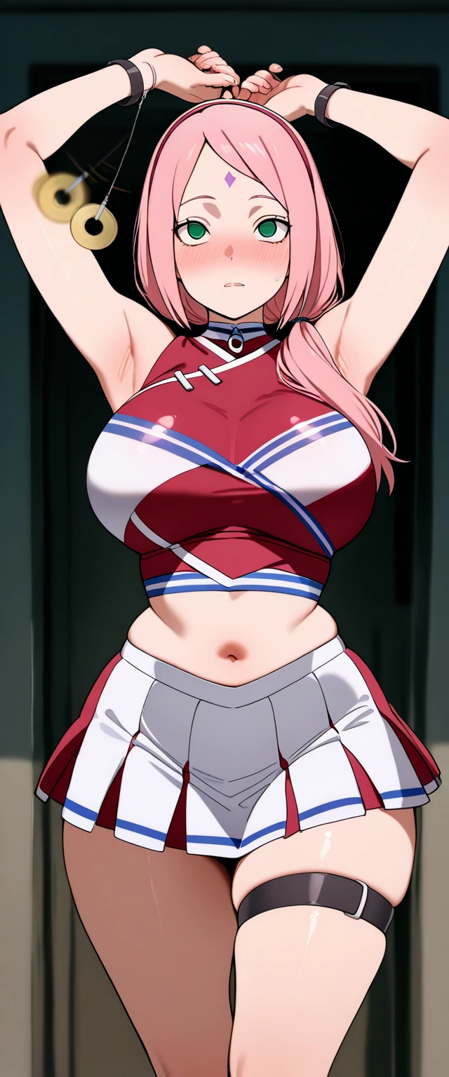 アニメ,Perfect Anatomy,Suguha Kirigaya,1female,crossed eyes,(rolling eyes),open mouth,(tongue out),(crying),underboob,(highleg),((micro skirt)),short hair,large breasts,(slim body)