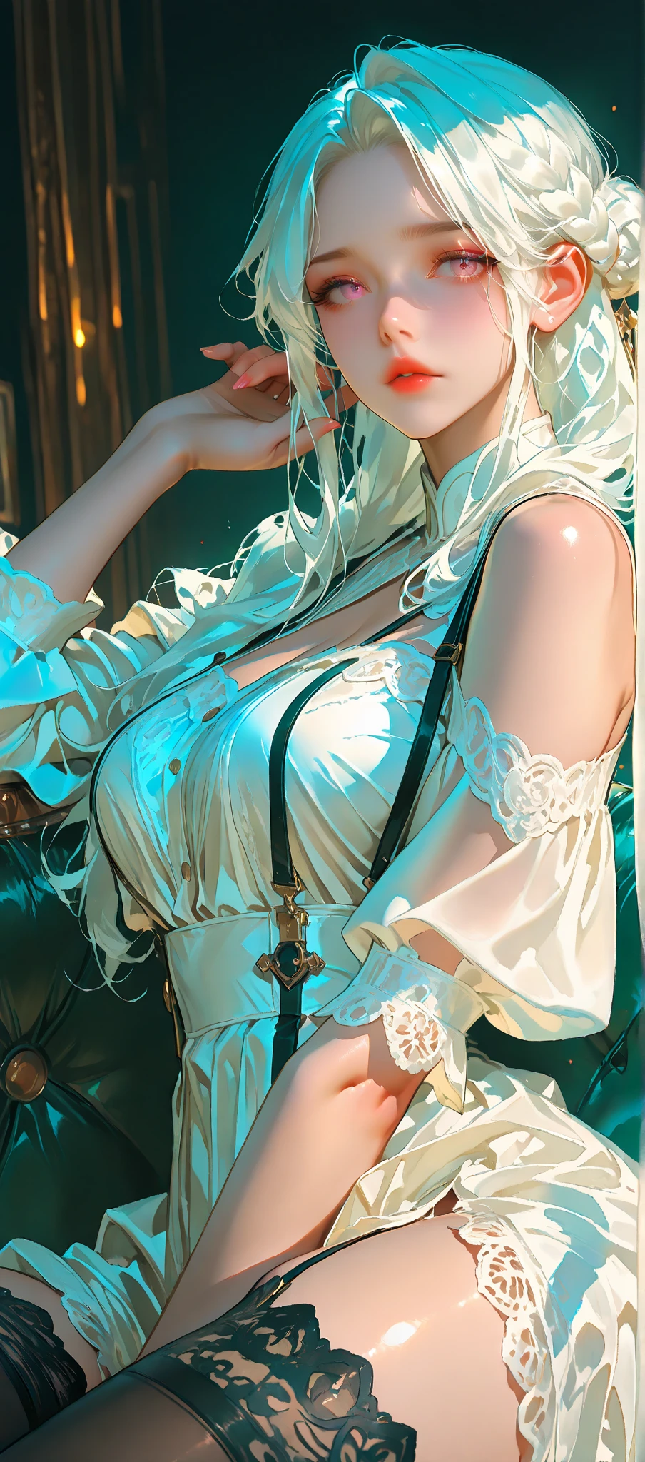 Sexy Sheer Colonial Dress, Perfect body, Clear chest, Well-defined collarbone, Surreal, lifelike, detailed, Perky transparent nipples, Wet clothes(whole body:1.1),cross，Holy，best quality，Large Breasts，Big Ass，No underwear