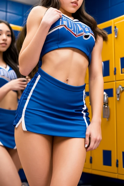 Photorealistic, cheerleader doing a standing split in school locker room , classic shiny tan brown pantyhose, shiny pantyhose crotch, cheerleader uniform, 20 yrs old, (((vagina is visible through her tan sheer pantyhose covered crotch))), cute bubble butt in pantyhose out to the side, (((handsome male holds her up, legs open wide bent at knees))), , ((( male rubs his cock on cheerleaders pantyhose covered crotch))), holding leg up with one arm, hand grabbing ankle of leg that is up, (((horny couple))), girl face is beautiful and looking right at the camera, photorealistic, rubs dick on realistic vagina that is visible through shiny realistic tan brown pantyhose covered crotch, school locker room background, cute pantyhose feet, UHD, photorealistic