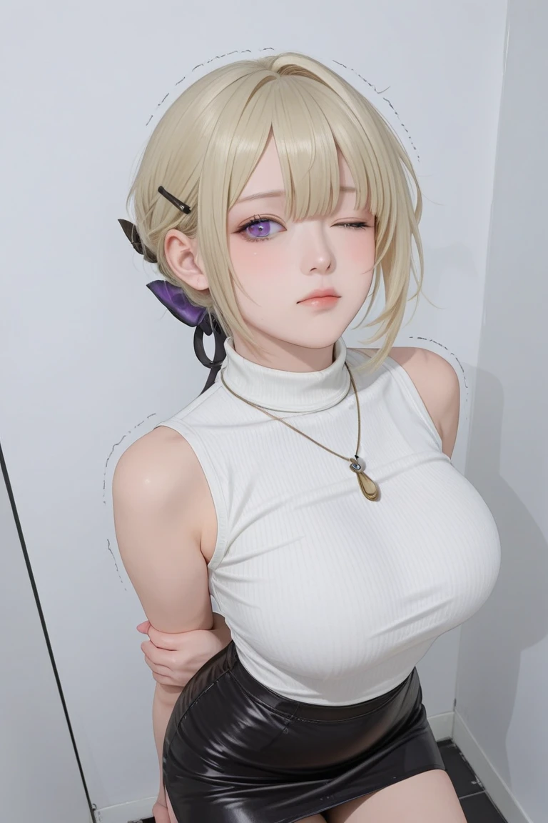 realistic, 1 woman, white hair, purple eyes, glowing eyes, crop top, short skirt, parted lips, blush, night, flowers, sun, sunlight, with a little boy laying on her lap