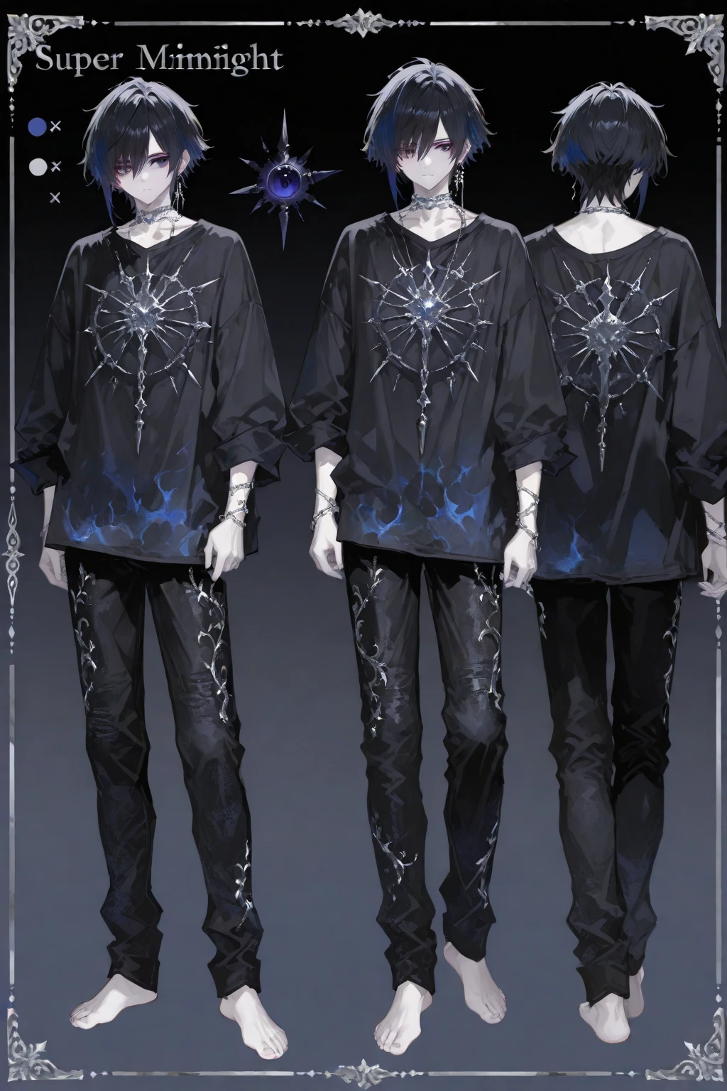 1 boy wearing colorful transparent pvc loose coat and shoe (((thin film interference))), whole body, perfect waist-hip ratio, prism, beautiful eyes, brilliance, jewelry, portrait, game original painting, anime character concept design, beautiful face, black background
