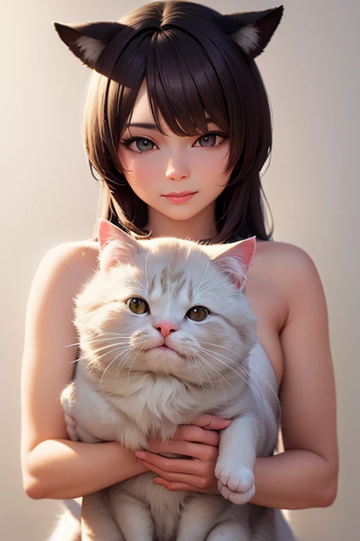 a beautiful young woman in her 20s, stroking her sleeping cat on her lap, realistic, photorealistic, 8k, high quality, extremely detailed, intricate details, perfect lighting, warm colors, soft lighting, cozy atmosphere, natural skin tones, detailed facial features, gorgeous eyes, delicate hands, flowing hair, comfortable clothing, domestic setting, peaceful, serene, magical, whimsical