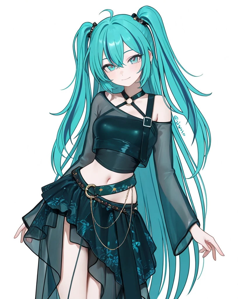 Highest quality, masterpiece,1 cute,Mint green,Idol Costumes,Black hot pants,White skin,Full body front view,Frills,Small Breasts,Silver Hair, Long Hair, Half Twin, Mint greenのインナーカラー, Black garter belt, Fishnet tights, Ribbon choker, Platform boots, anime, 8k, super detail